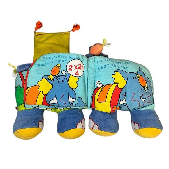 Jellycat Jelly Kitten Book Plush Elephant Book Bells on Feet Button Closure - Picture 12 of 16